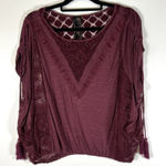 Free People  New romantic women’s Size Small sleeveless blouse maroon Boho‎ Lace Photo 0