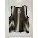 Loft  Black Cream Striped Textured Sleeveless Top & Midi Skirt Matching Set 10 M Photo 2