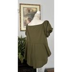 SheIn  Curve Women’s Olive Green Pullover Blouse 2XL Short Sleeve With Elastic Photo 3