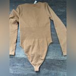 Women's Bodysuit Sexy Ribbed One Piece V Neck Long Sleeve Coffee Size L Tan Size L Photo 2