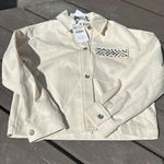 ZARA  Rhinestone Beaded Pocket Cotton Jacket Ivory cream Colored‎ NWT Photo 7