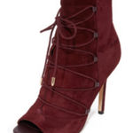 Sam Edelman  Dark Burgundy Lace-Up Boots Photo 0