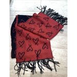 Victoria's Secret  Heart Scarf Acrylic Rectangular Black Red‎ Photo 2