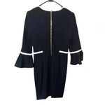 Calvin Klein Sheath Midi Dress Flounce Sleeve Black & White Funeral Graduation Photo 1