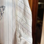 Sundance  White Striped Shirt with Gray Floral Accents 100% Cotton Size Large Photo 5