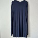 ZARA New Navy Blue Elegant Round Neck Knit Cape Dress Slit Long Sleeves Size S Photo 2
