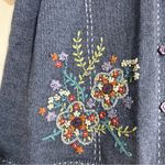 Vintage Alfred Dunner Flower Embroidered Short Sleeve Shirt Sweater Cottagecore Blue Size XL Photo 1