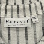 Habitat  Top Womens Medium Striped Shirt Gray White Lagenlook Wrap Hem Button Photo 1