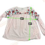 Ruff Hewn  Womens Embroidered Blouse Size 1X Pink Peasant Boho Cottage Romantic Photo 8