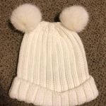 H&M White Knit Hat With Pom Poms Photo 0