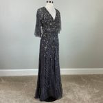 Adrianna Papell  Beaded A-Line Short Sleeve Long Evening Gown Purple Size 4 Dress Photo 1