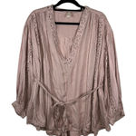 Free People  Mean It‎ Rober Romper Playsuit Crochet Belt Tie Women’s XS Pi… Photo 0