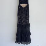 Nightcap Clothing Dress Womens Small Black Lace Tiered Maxi Cutout Bow Strapless Photo 4