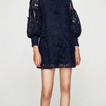 ZARA NWT INTRICATE 3D DRESS | NAVY | SMALL | BALLOON SLEEVES | DETAILED ROSETTE Photo 2