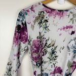 Pink Blush Floral Maxi Dress Medium Maternity Belted Flowy Stretch Soft Knit White Photo 2