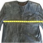 Departure Vintage Dark Blue Distressed Nubuck Leather Collarless Jacket Size 44 Photo 4