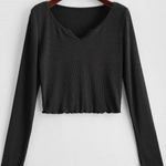 Zaful Black Lettuce Sleeve Top Photo 0