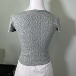 Brandy Melville Button Up Floral Knit Top Sage Green OS Photo 3