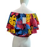 Sugarlips Tropical Layered Crop Top NWT Women’s XS Off Shoulder Ruffle Blouse Red Photo 5