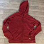 Carhartt women’s xl Brick Red Full-Zip graphic brand spell out Hoodie READ Photo 0