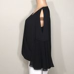 New. Black drape split ruffle sleeve top. NWOT Black Photo 3