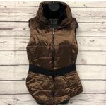 Brown faux fur lined belted puffer vest Women's Size S Small NWT Photo 1