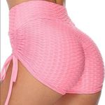 Butt Lifting High Waist Swim Shorts Women's Medium Neon Pink TikTok Photo 0