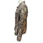 Chicos Size 2 Black Gold Silk Blend Floral Sheer Jacket Artwear Style City Style Brown Photo 2