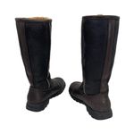 UGG  Women's Brooks Tall Boots Brown Black Leather Shearling Round Toe Size 7 Photo 6