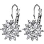 Earrings Dangle Crystal Clear Silver Tone Lever Back New Photo 4
