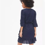 Gap Wrap Dress Eyelet Ruffle Navy Blue Size XS Photo 1