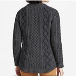 LL Bean Gray Fisherman Cable Tunic Cotton Pullover Crew Neck Sweater LARGE Photo 1