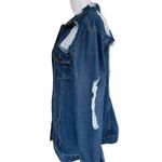 Boom Boom Jeans  Medium Wash Destroyed Trucker Style Denim Jacket XL Photo 2