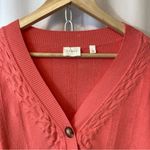 Cyrus  Salmon Pink Ribbed Cable Knit Button Front V-Neck Cardigan Sweater Photo 3