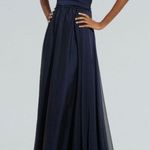 Monique Lhuillier Ruffle Evening Gown, Navy Blue, Size 4 Photo 2