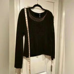 White Stag  Black Cotton Long Sleeve Crew Neck Pullover Bedazzled Orange Size XL Photo 6