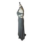 La Femme  Dress Women 00‎ Gray Gunmetal Beaded High Neck Cut Out Formal Gown Prom Photo 4