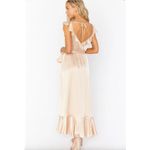 Show Me Your Mumu  Samantha Ruffle Wrap Dress Champagne Luxe Satin Size XS Photo 3