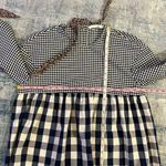 ZARA  Trafaluc Collection Blue White Gingham Tie Neck Babydoll Top Medium Photo 6