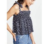 DL1961 Dennet Tie-Strap Polka-Dot Print Ruffled Cropped Tank Top Size Medium Photo 1