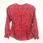 Oscar de la Renta Floral Red Long Sleeve Top Size 4 Photo 5