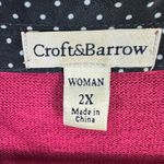 Croft & Barrow  Sweater Shirt 2X Pink Polka Dot Collar Layered Preppy Career Twee Photo 1