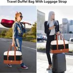 Large Duffel Bag - White-Black-Brown, Nylon, 20x9.84x13.84 inch Photo 4