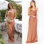 Show Me Your Mumu Tuscany Slip Maxi Dress in Copper Luxe Satin Size Medium Photo 1