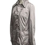 VTG JOUJOU gray Trench Coat Womens Y2k Ruffle Hem Retro 90s Button Up M Outdoor Size M Photo 1