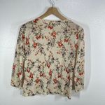 Garnet Hill Signature Eco Merino Wool Cardigan Large Cream Floral Button Front Photo 2