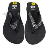 Yellow Box  Rhinestone Flip Flop Sandal 9 Black Leather Upper New Photo 2