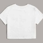 SheIn White Cropped Rose Sketch Tee Photo 1