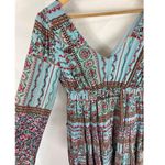 Altar'd State  Boho Wide Sleeve Double V Neck Dress Blue Size small Photo 2