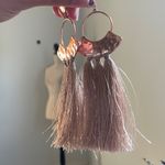Rose Gold Hammered‎ Metal Tassel Earrings Circle Boutique Style Boho Jewelry Pink Photo 1
